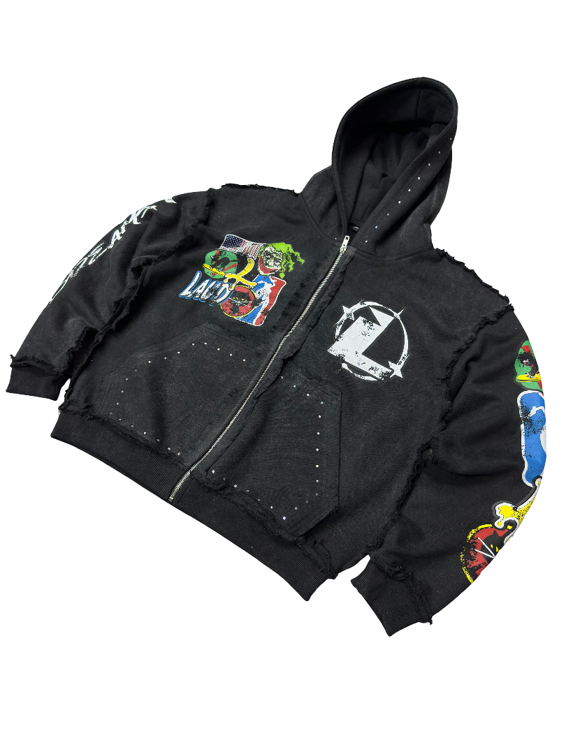 Acid washed laud zip up